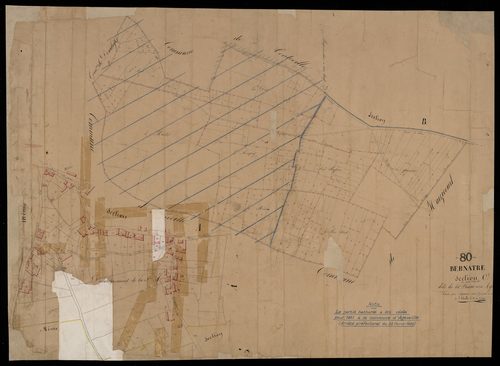 Plan du cadastre napoléonien - Bernatre : Plaine vers Ageenville (La), C et partie de A développée