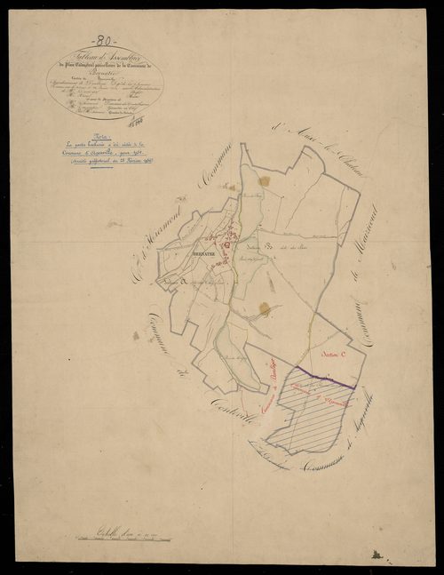 Plan du cadastre napoléonien - Bernatre : tableau d'assemblage