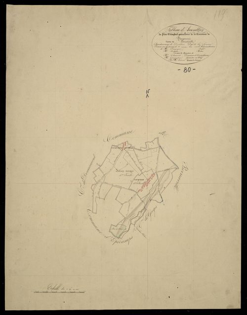 Plan du cadastre napoléonien - Bernaville (Vacquerie) : tableau d'assemblage