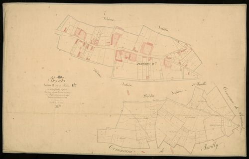 Plan du cadastre napoléonien - Bernes : B2 et développement de B1