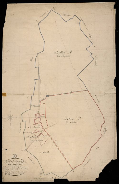 Plan du cadastre napoléonien - Bertrancourt : tableau d'assemblage