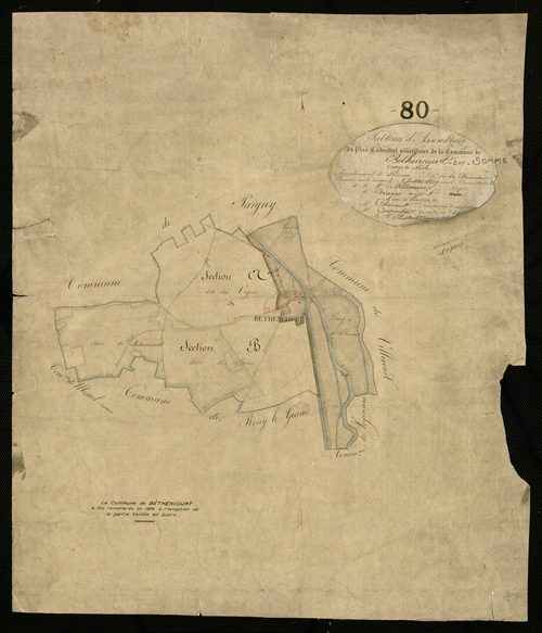 Plan du cadastre napoléonien - Bethencourt-sur-Somme (Bethencourt) : tableau d'assemblage