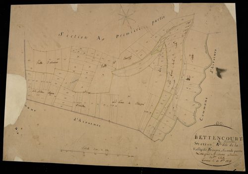 Plan du cadastre napoléonien - Bettencourt-Riviere (Bettencourt) : Vallée de Beaupré (La), A2