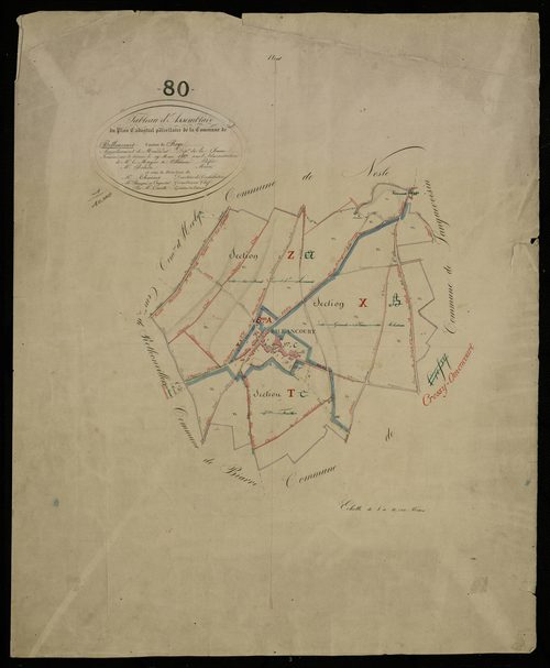 Plan du cadastre napoléonien - Billancourt : tableau d'assemblage