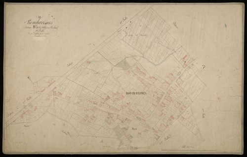 Plan du cadastre napoléonien - Bouchavesnes-Bergen (Bouchavesnes) : Village (Le) ; Bois l'Abbé (Le), B1