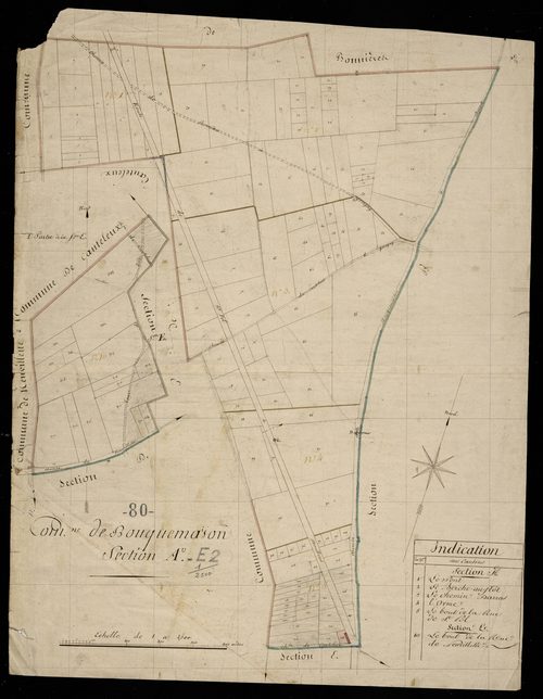 Plan du cadastre napoléonien - Bouquemaison : A et E2
