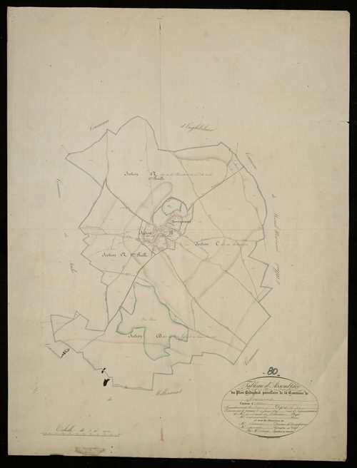 Plan du cadastre napoléonien - Bouzincourt : tableau d'assemblage