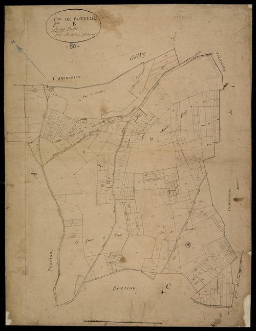 Plan du cadastre napoléonien - Bovelles : B