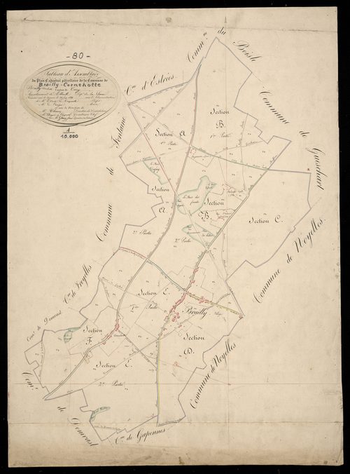 Plan du cadastre napoléonien - Brailly-Cornehotte (Brailly Cornehotte) : tableau d'assemblage