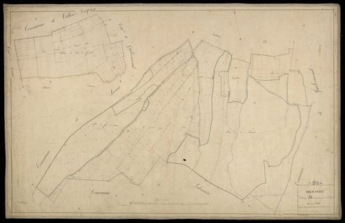 Plan du cadastre napoléonien - Brocourt : Grande Pièce (La) ; Bois de Brocourt (Le), B et partie de A
