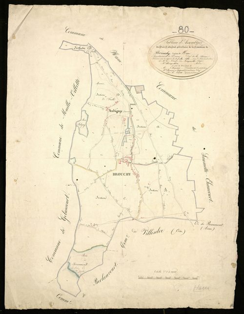 Plan du cadastre napoléonien - Brouchy : tableau d'assemblage