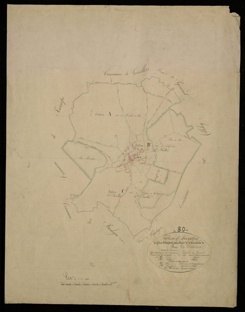 Plan du cadastre napoléonien - Bus-la-Mesiere (Bus) : tableau d'assemblage