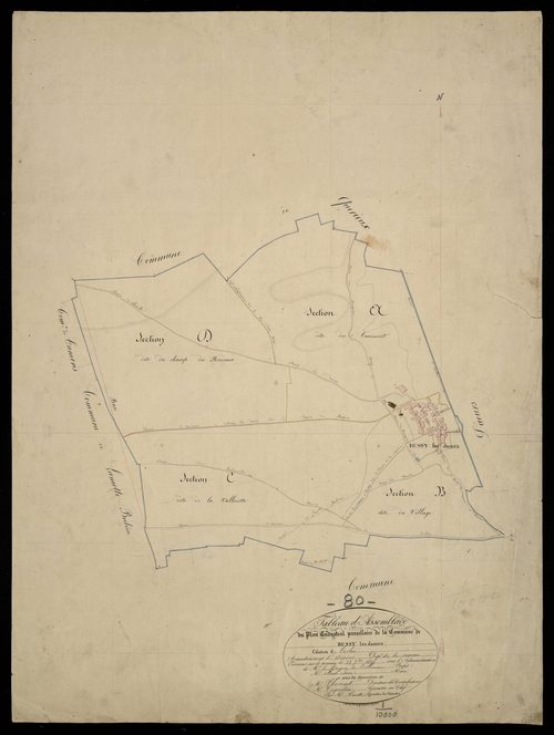 Plan du cadastre napoléonien - Bussy-Les-Daours (Bussy les Daours) : tableau d'assemblage