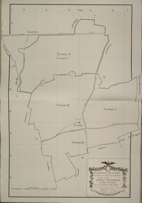 Plan du cadastre napoléonien - Cachy : tableau d'assemblage