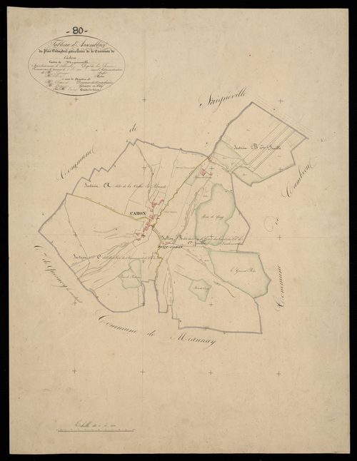 Plan du cadastre napoléonien - Cahon : tableau d'assemblage