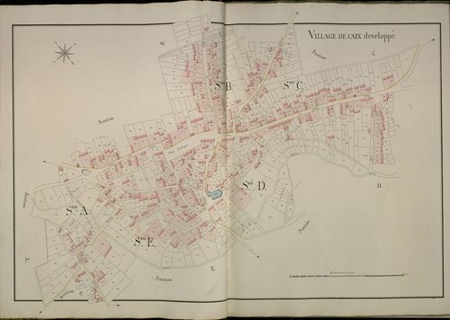 Plan du cadastre napoléonien - Caix : Village de Caix (Le), A, B, C, D et E développées