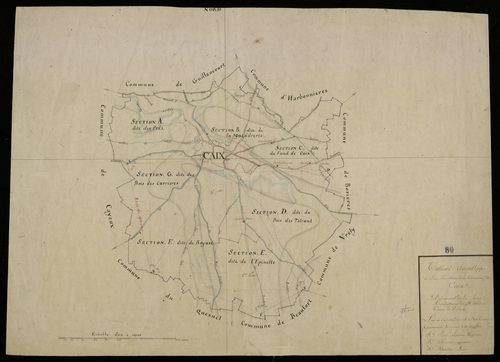 Plan du cadastre napoléonien - Caix : tableau d'assemblage