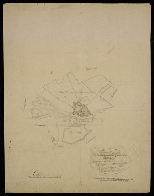 Plan du cadastre napoléonien - Cantigny : tableau d'assemblage
