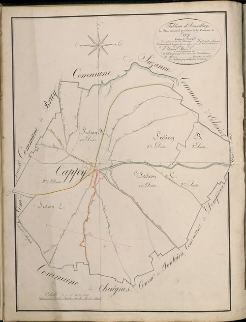 Plan du cadastre napoléonien - Atlas cantonal - Cappy : tableau d'assemblage