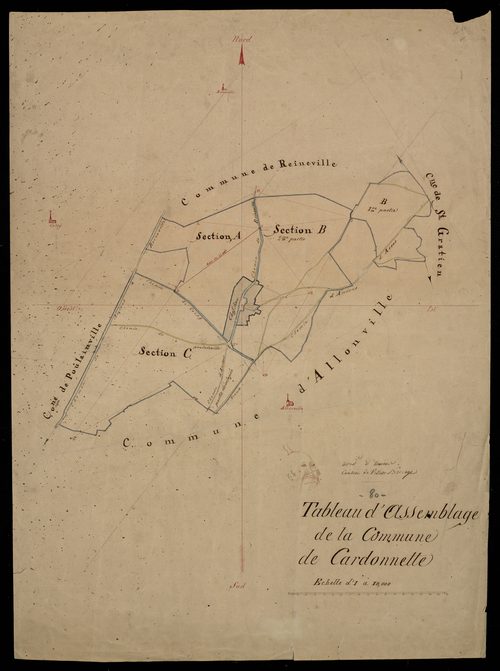 Plan du cadastre napoléonien - Cardonnette : tableau d'assemblage