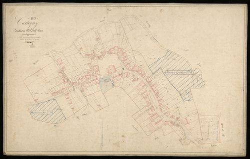 Plan du cadastre napoléonien - Cartigny : Chef-lieu (Le), D2, développement du Village