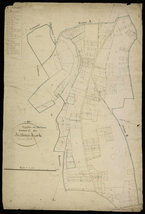 Plan du cadastre napoléonien - Cayeux-en-Santerre (Cayeux) : Chemin de Corbie (Le), C