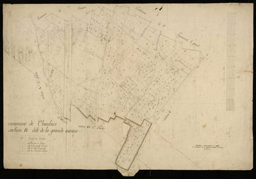 Plan du cadastre napoléonien - Chaulnes : Grande Avenue (La), B
