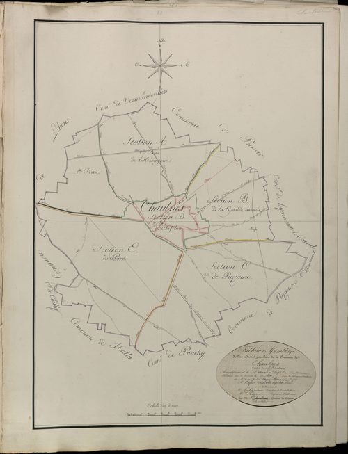Plan du cadastre napoléonien - Atlas cantonal - Chaulnes : tableau d'assemblage