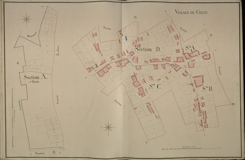Plan du cadastre napoléonien - Chilly : A1 et ections A, B, C et D développées