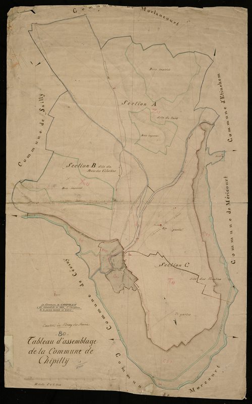 Plan du cadastre napoléonien - Chipilly : tableau d'assemblage