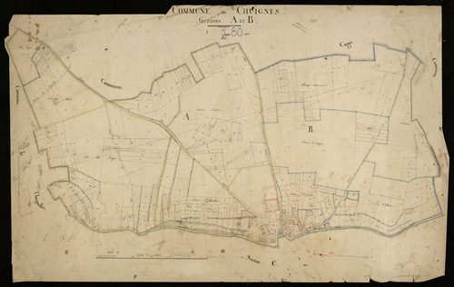 Plan du cadastre napoléonien - Chuignes : A et B
