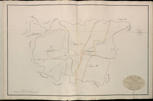 Plan du cadastre napoléonien - Atlas cantonal - Chuignes : tableau d'assemblage