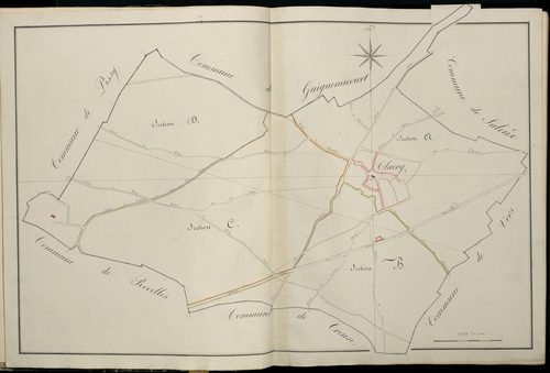 Plan du cadastre napoléonien - Atlas cantonal - Clairy-Saulchoix (Clairy) : tableau d'assemblage
