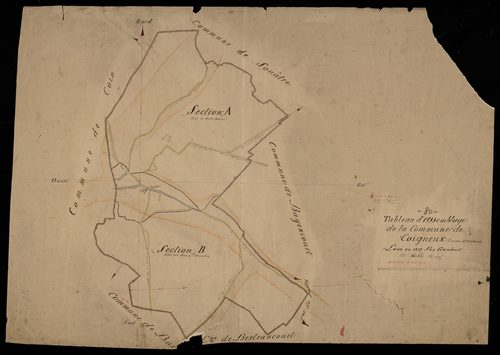 Plan du cadastre napoléonien - Coigneux : tableau d'assemblage