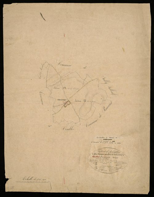 Plan du cadastre napoléonien - Combles (Frégicourt) : tableau d'assemblage