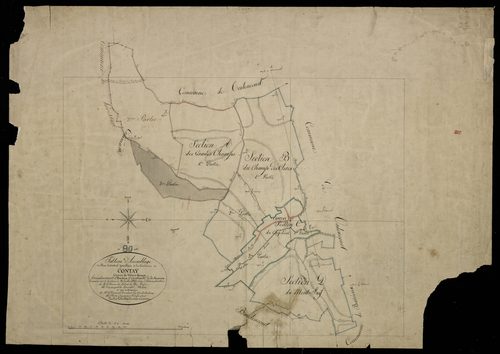 Plan du cadastre napoléonien - Contay : tableau d'assemblage