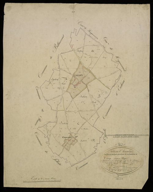 Plan du cadastre napoléonien - Cressy-Omencourt (Cressy) : tableau d'assemblage