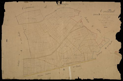 Plan du cadastre napoléonien - Croixrault : Couture (La) ; Montée Couvée (La), B1