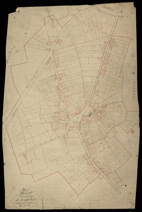 Plan du cadastre napoléonien - Domleger-Longvillers (Longvillers) : B et C développement