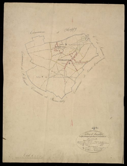 Plan du cadastre napoléonien - Doudelainville : tableau d'assemblage