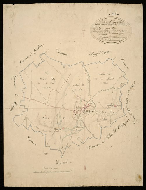 Plan du cadastre napoléonien - Douilly : tableau d'assemblage