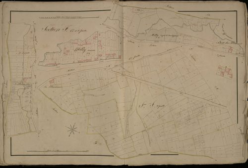 Plan du cadastre napoléonien - Doullens : Milly ; Hameau du Bout des Prés (Le) ; Marais Sec (Le) ; Blanchisserie (La), F1, F3 et sections F1 et F3 développées