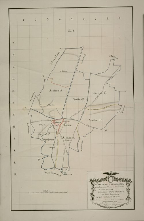 Plan du cadastre napoléonien - Dury : tableau d'assemblage