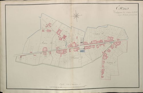 Plan du cadastre napoléonien - Atlas cantonal - Estrees-Deniecourt (Estrées) : A, B, C et D développées