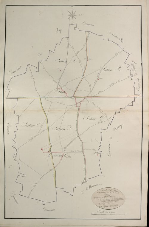 Plan du cadastre napoléonien - Atlas cantonal - Estrees-Deniecourt (Estrées) : tableau d'assemblage