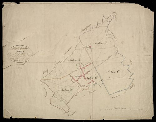 Plan du cadastre napoléonien - Estrees-Les-Crecy (Estrées) : tableau d'assemblage