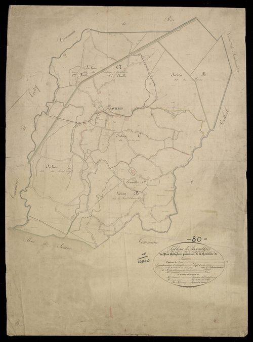 Plan du cadastre napoléonien - Favieres : tableau d'assemblage