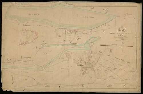 Plan du cadastre napoléonien - Feuilleres : Chef-lieu (Le) ; Buscourt, A et parties développées de A