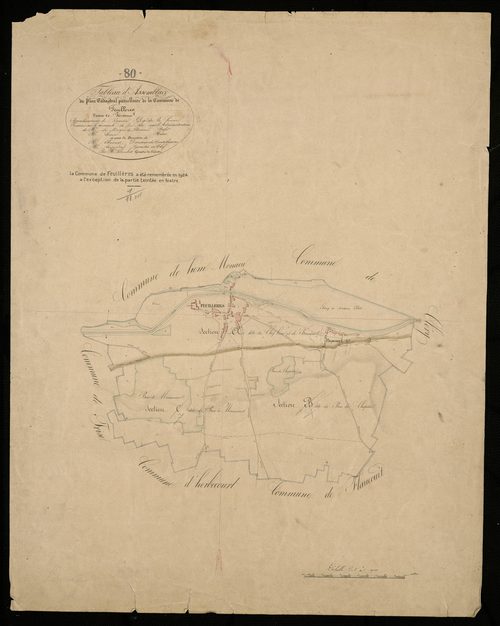 Plan du cadastre napoléonien - Feuilleres : tableau d'assemblage