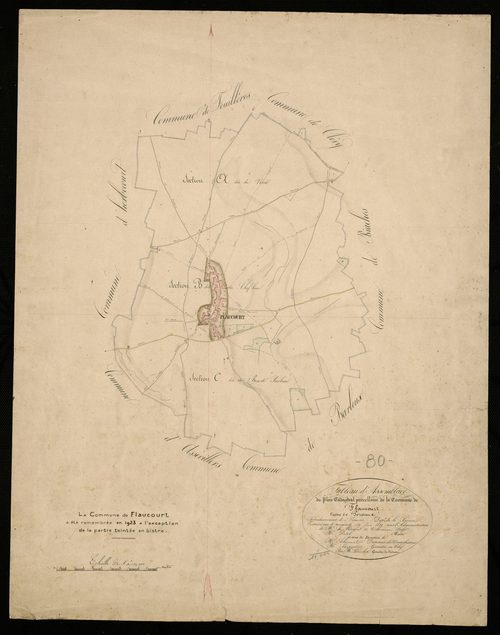 Plan du cadastre napoléonien - Flaucourt : tableau d'assemblage